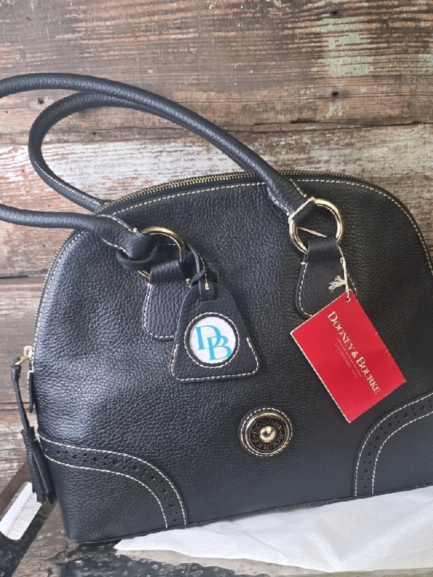 Dooney & Bourke Black Pebbled Leather Dome Satchel